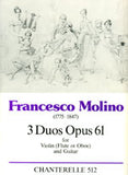 【楽譜】モリーノ：3つの二重奏曲Op.61（G&FlまたはVn）［ワインバーグ校訂］