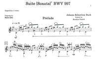 【楽譜】バッハ：リュート組曲第2番BWV997［テューレック編曲イズビン運指］