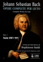 【楽譜】バッハ：リュート作品全集第1巻［ホプキンソン・スミス校訂］組曲BWV995のリュート・タブラチュア